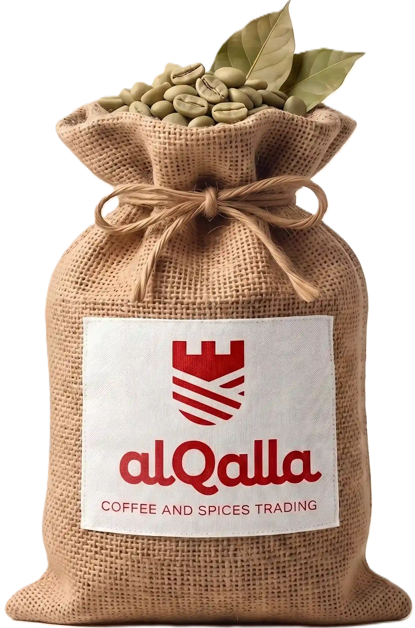 AlQalla burlap coffee sack filled with specialty single-origin green coffee beans
